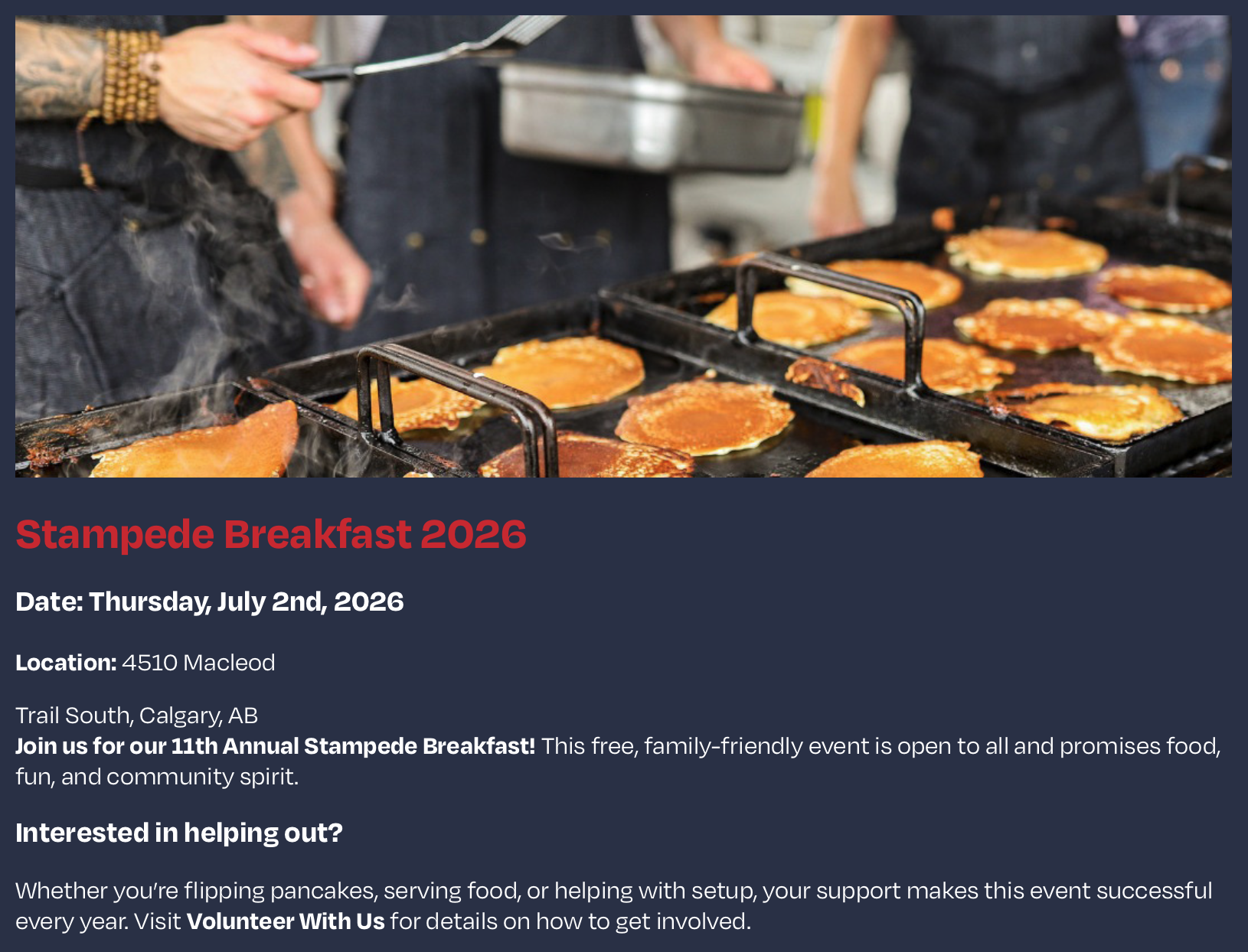 Calgary Dream Centre Stampede Breakfast presented by Tourism Calgary and Shine FM