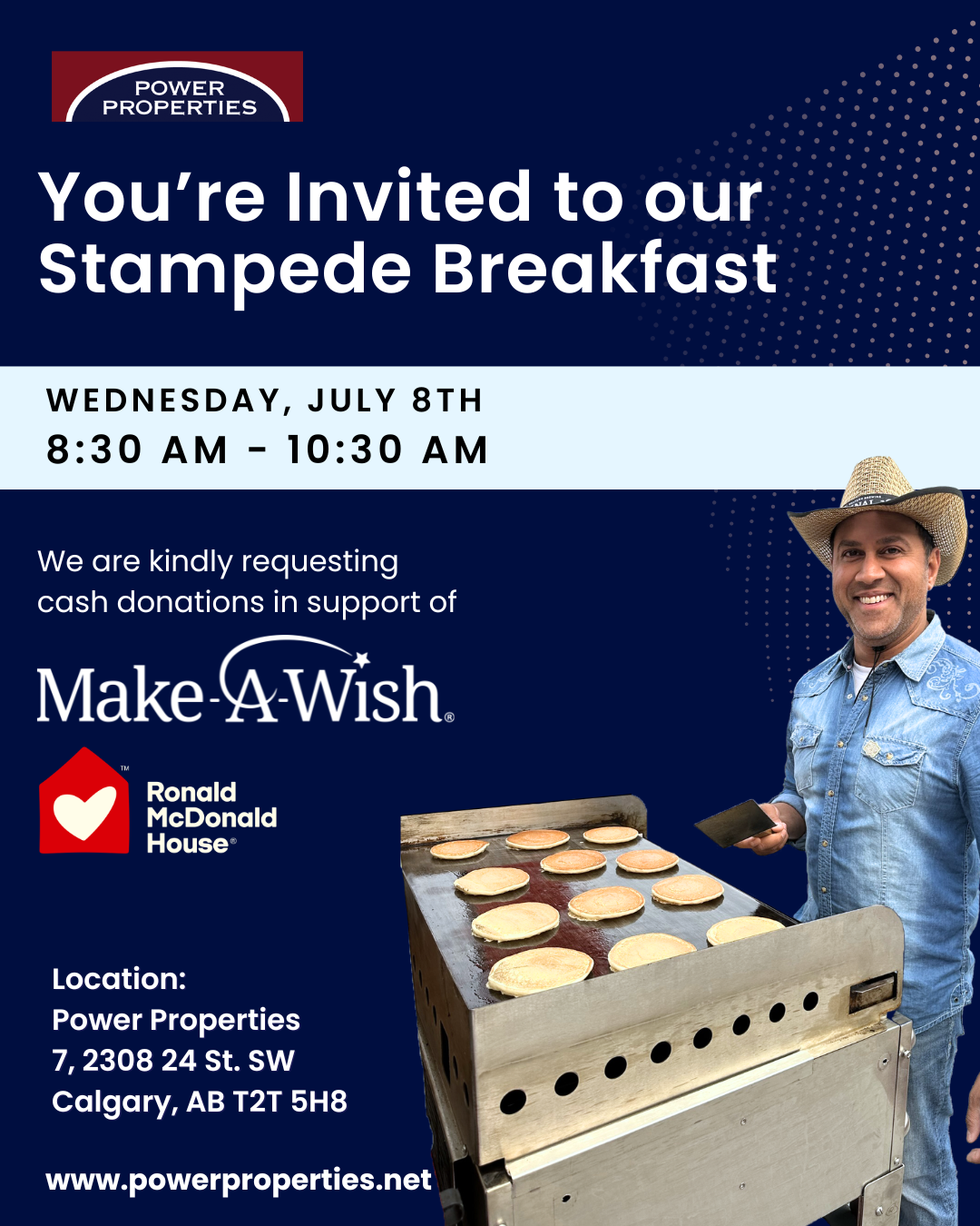 Poster: Power Properties Stampede Breakfast in support of Make-A-Wish & RMHC