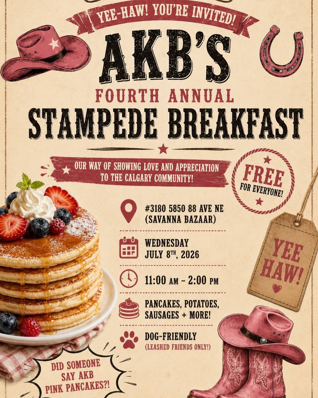 AKB's 4th Annual Pink Pancake Stampede Breakfast
