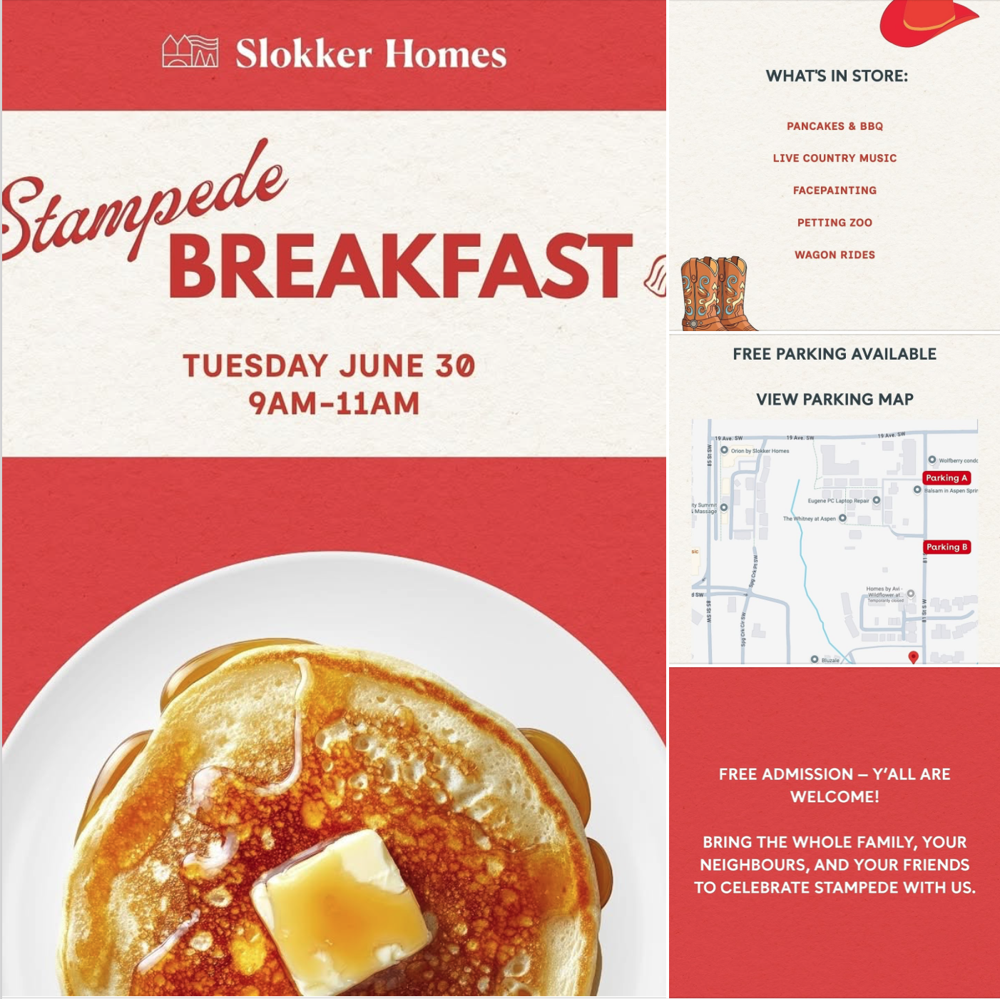 Stampede Breakfast, Aspen Spring SW Hosted by Slokker Homes